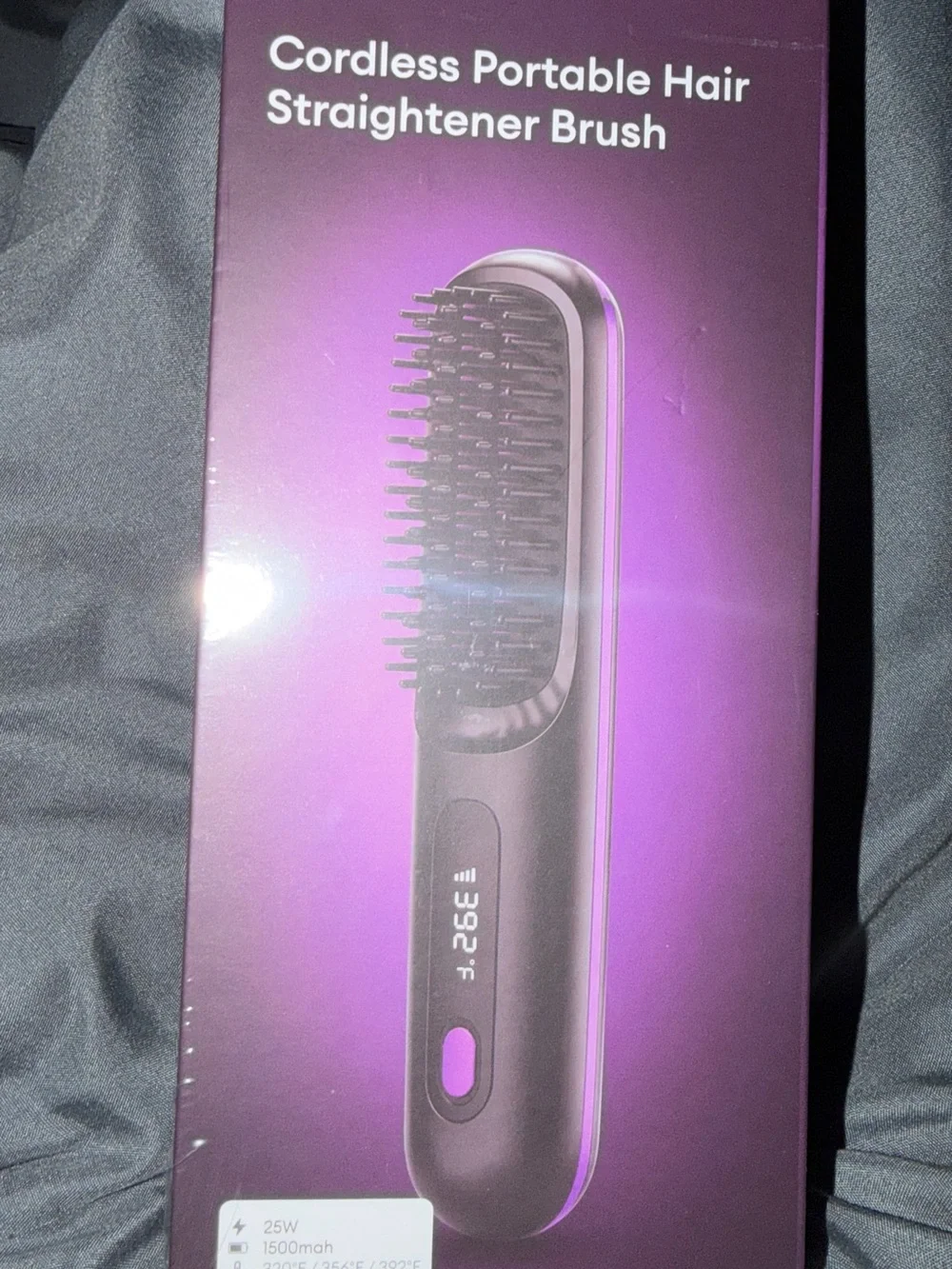 Cordless Portable Hair Straightener Brush - Black